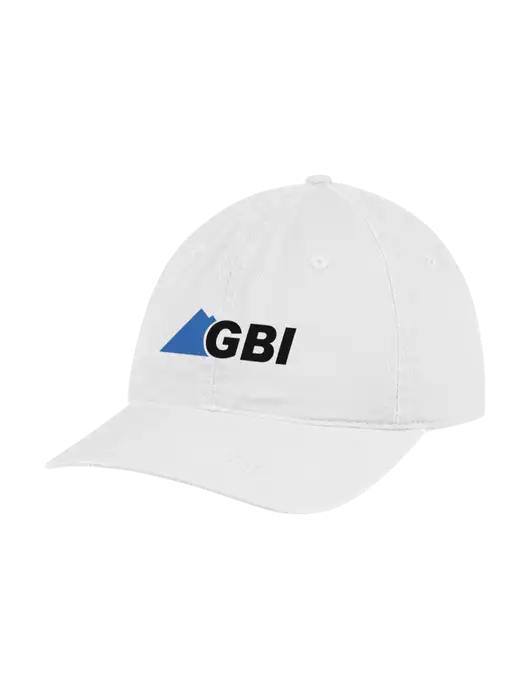 Garment Washed Unstructured Twill White Cap w/Great Basin Industrial Logo