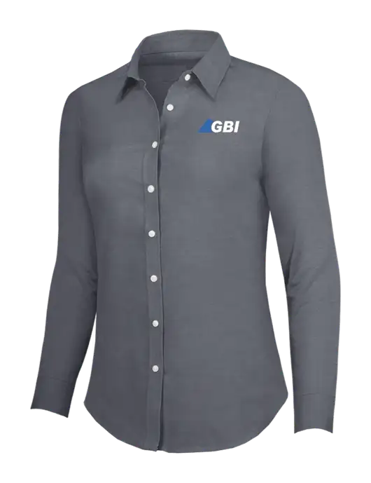 Dark Grey Womens SuperPro Oxford Shirt w/Great Basin Industrial Logo