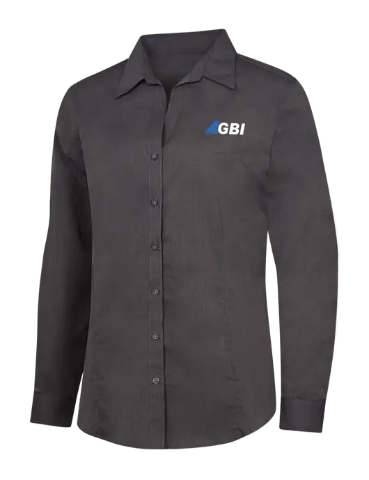 Womens Soft Black Crosshatch Easy Care Shirt w/Great Basin Industrial Logo