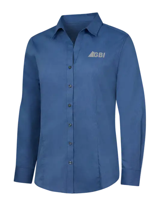 Light Navy Womens Crosshatch Easy Care Shirt w/Great Basin Industrial Logo