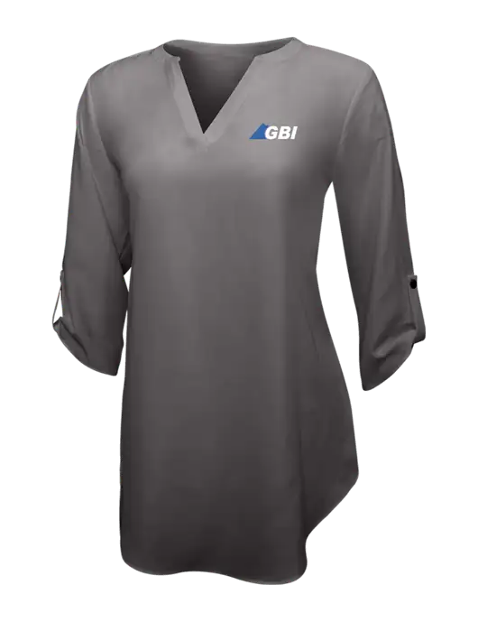 Dark Grey Womens 3/4 Sleeve Tunic Blouse w/Great Basin Industrial Logo