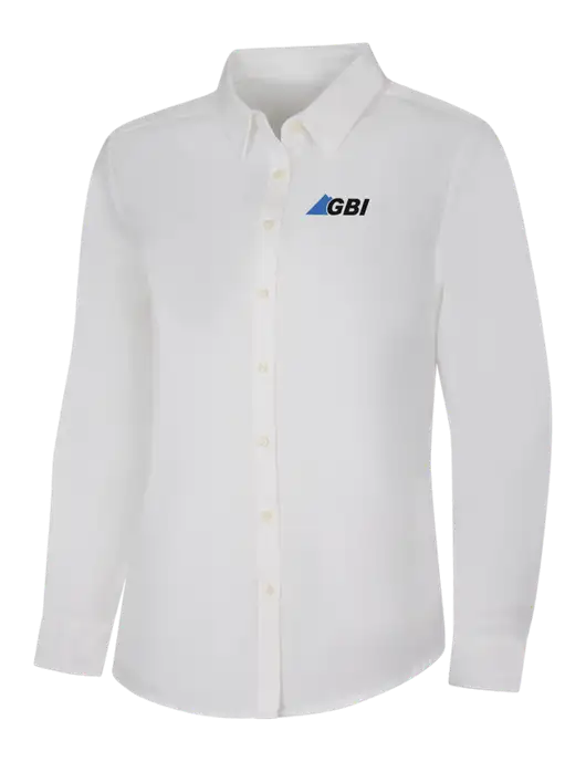 Womens White Long Sleeve Superpro React Twill Shirt w/Great Basin Industrial Logo