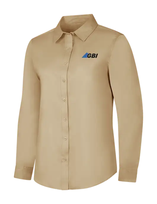 Dark Tan Womens Long Sleeve Superpro React Twill Shirt w/Great Basin Industrial Logo