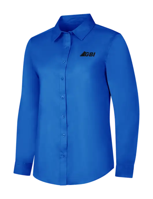 Womens Long Sleeve Royal Blue Superpro React Twill Shirt w/Great Basin Industrial Logo