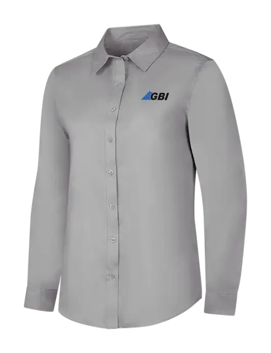 Light Grey Womens Long Sleeve Superpro React Twill Shirt w/Great Basin Industrial Logo