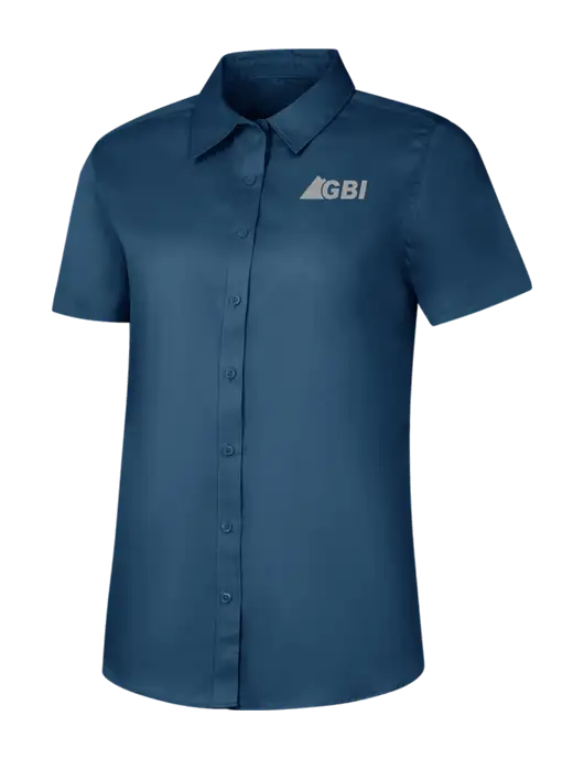 Womens Light Navy Short Sleeve Superpro React Twill Shirt w/Great Basin Industrial Logo