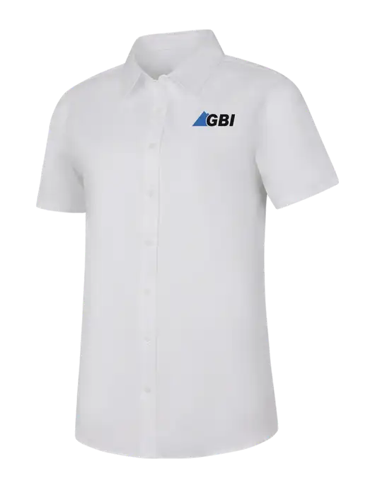 Womens White Short Sleeve Superpro React Twill Shirt w/Great Basin Industrial Logo