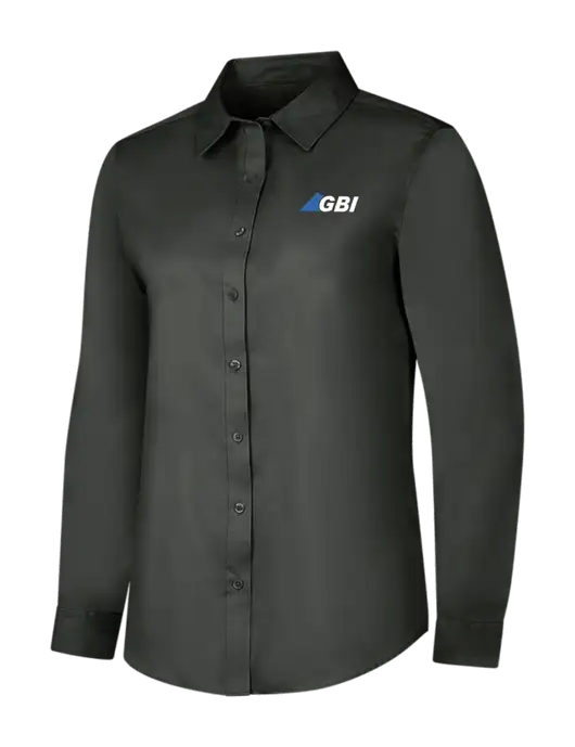 Dark Grey Womens Long Sleeve Superpro React Twill Shirt w/Great Basin Industrial Logo