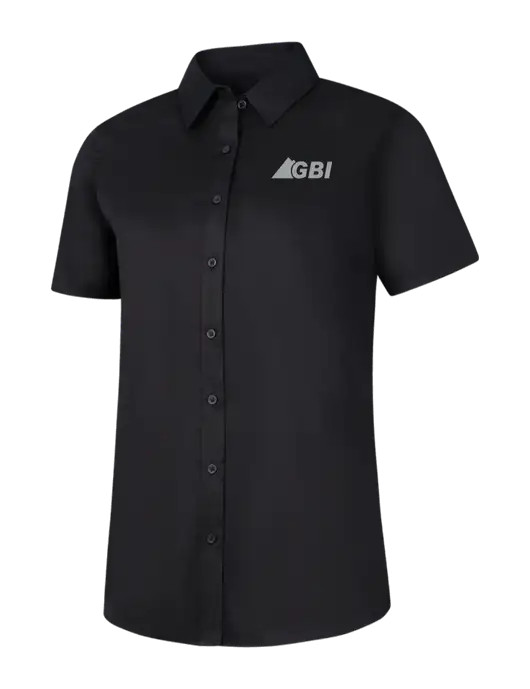 Womens Black Short Sleeve Superpro React Twill Shirt w/Great Basin Industrial Logo