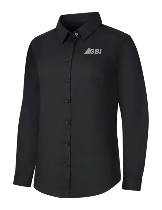 Womens Black Long Sleeve Carefree Poplin Shirt w/Great Basin Industrial Logo