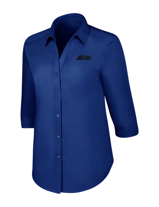 Womens Royal 3/4 Sleeve Carefree Poplin Shirt w/Great Basin Industrial Logo