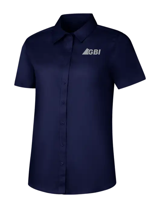 Womens Navy Short Sleeve Superpro React Twill Shirt w/Great Basin Industrial Logo