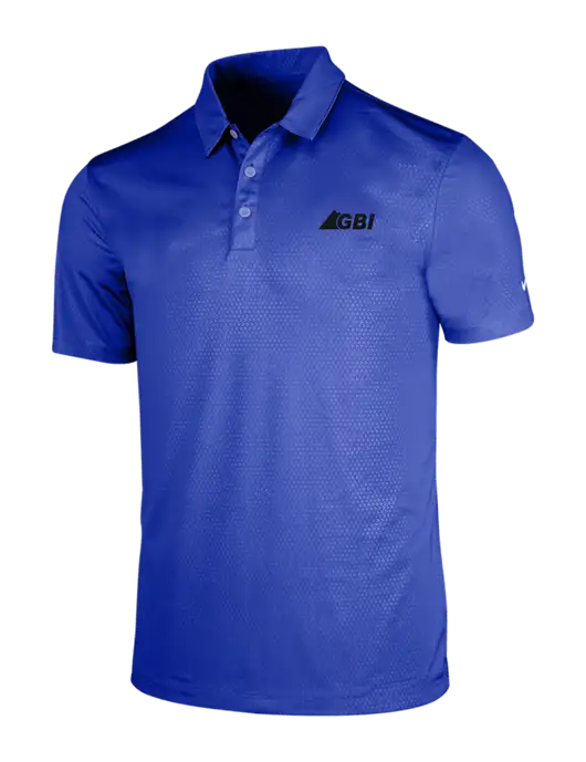 NIKE Dark Royal Dri-Fit Embossed Tri-Blade Polo w/Great Basin Industrial Logo