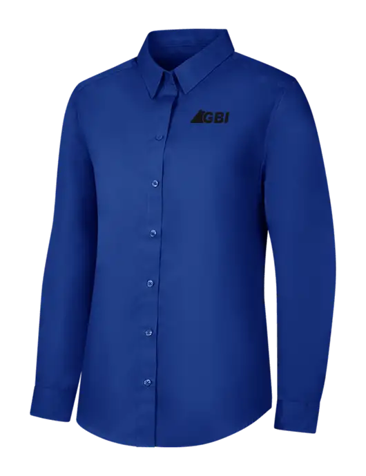 Womens Royal Long Sleeve Carefree Poplin Shirt w/Great Basin Industrial Logo