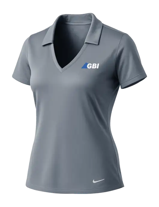 NIKE Medium Grey Womens Dri-Fit Vertical Mesh Polo w/Great Basin Industrial Logo