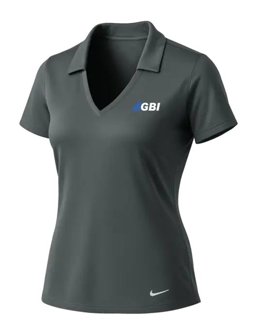 NIKE Dark Grey Womens Dri-Fit Vertical Mesh Polo w/Great Basin Industrial Logo