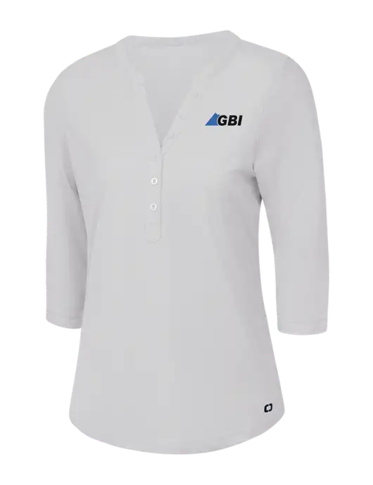 OGIO Bright White Jewel Henley w/Great Basin Industrial Logo