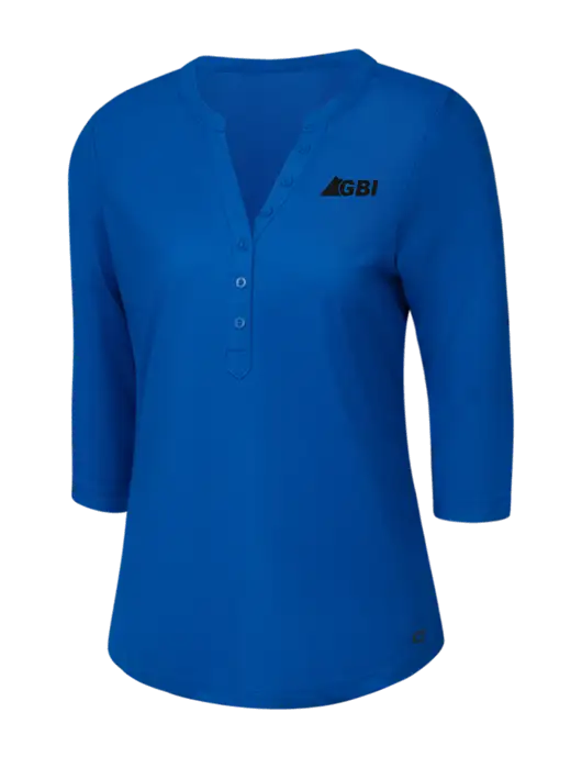 OGIO Royal Blue Jewel Henley w/Great Basin Industrial Logo
