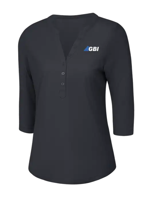 OGIO Charcoal Grey Jewel Henley w/Great Basin Industrial Logo