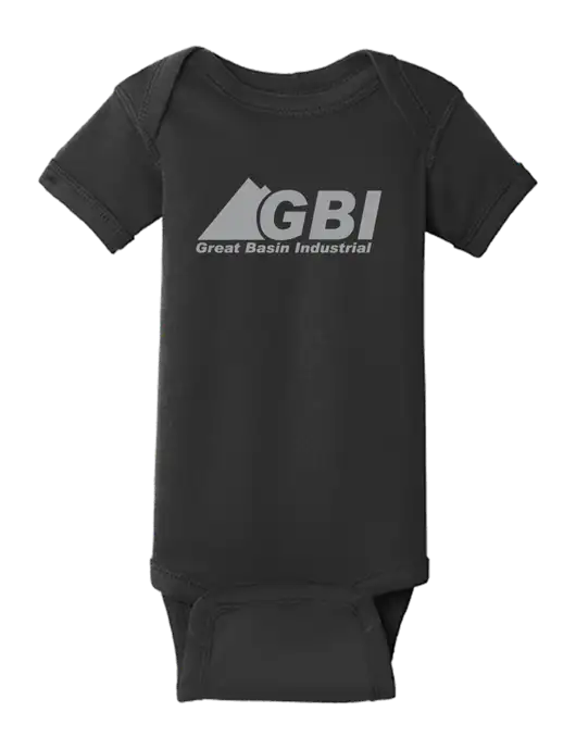 Rabbit Skins Black Infant Short Sleeve Baby Rib Bodysuit w/Great Basin Industrial Logo