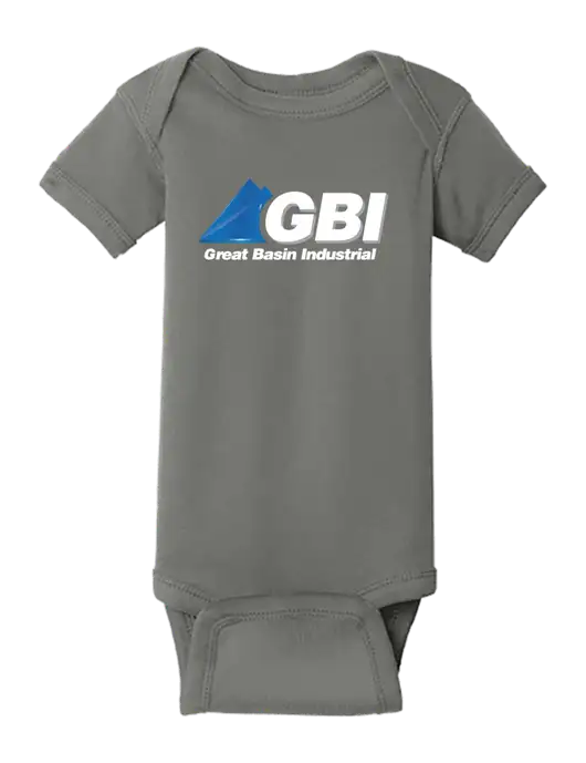 Rabbit Skins Charcoal Infant Short Sleeve Baby Rib Bodysuit w/Great Basin Industrial Logo