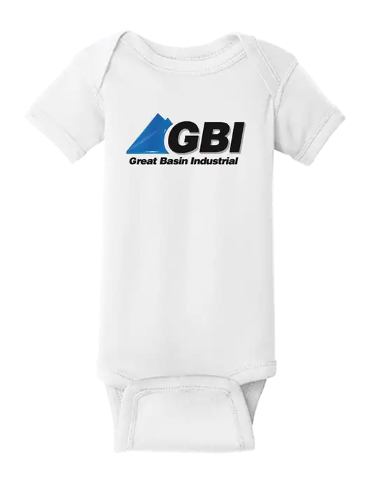 Rabbit Skins White Infant Short Sleeve Baby Rib Bodysuit w/Great Basin Industrial Logo