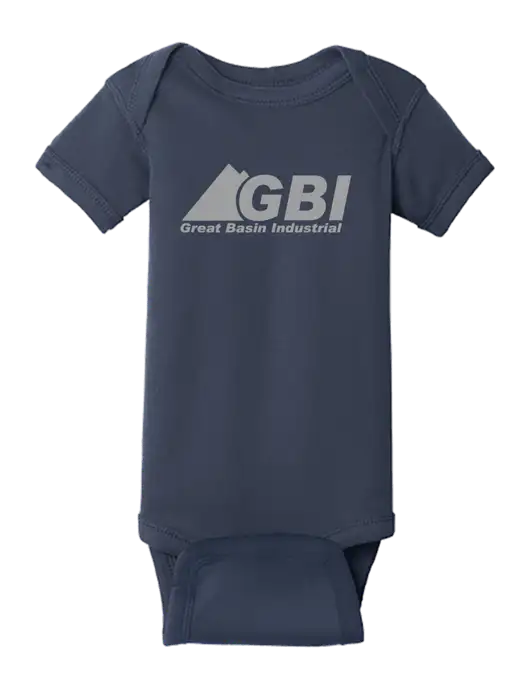 Rabbit Skins Navy Infant Short Sleeve Baby Rib Bodysuit w/Great Basin Industrial Logo