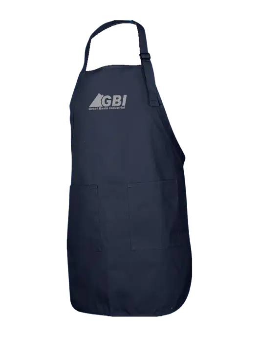 Full-Length Navy Apron With Pockets w/Great Basin Industrial Logo