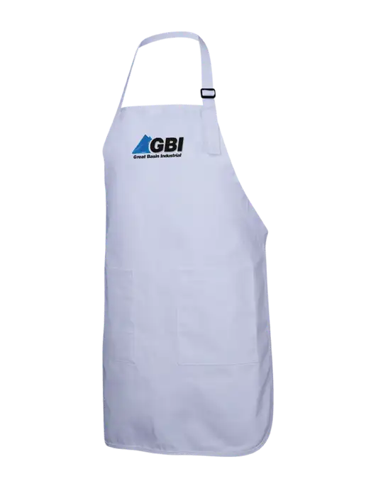 Full-Length White Apron With Pockets w/Great Basin Industrial Logo