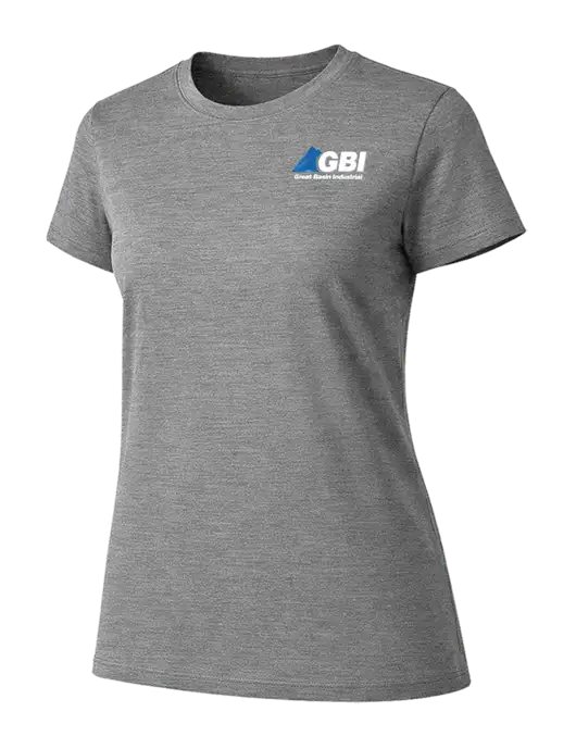 Womens Ring Spun Light Grey Heather 4.5 oz T-Shirt w/Great Basin Industrial Logo