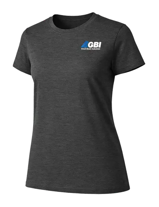 Womens Ring Spun Dark Heather Grey 4.5 oz T-Shirt w/Great Basin Industrial Logo
