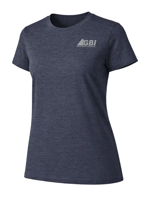 Womens Ring Spun Heather Navy 4.5 oz T-Shirt w/Great Basin Industrial Logo