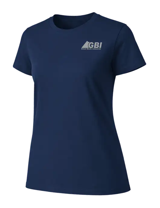 Womens Ring Spun Navy 4.5 oz T-Shirt w/Great Basin Industrial Logo