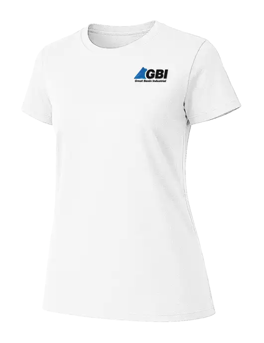 Womens Ring Spun White 4.5 oz T-Shirt w/Great Basin Industrial Logo