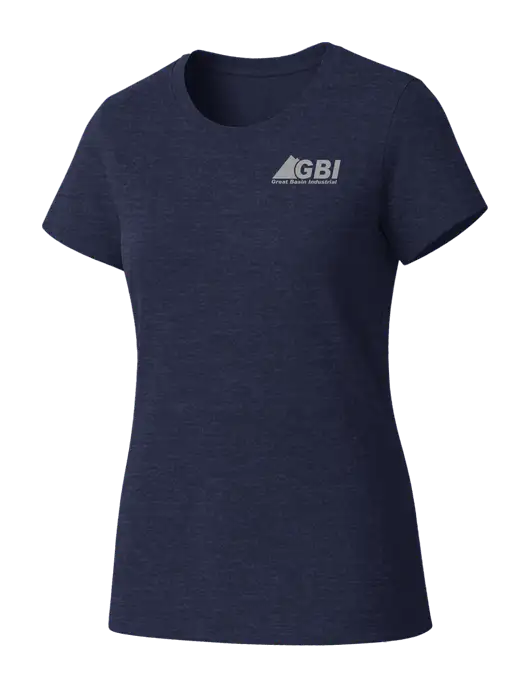 Womens Seriously Soft Heathered Navy T-Shirt w/Great Basin Industrial Logo