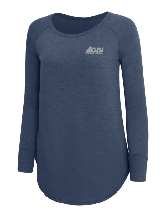Womens Perfect Wide Collar Tunic Tri-Blend Navy Frost 4.5 oz T-Shirt w/Great Basin Industrial Logo
