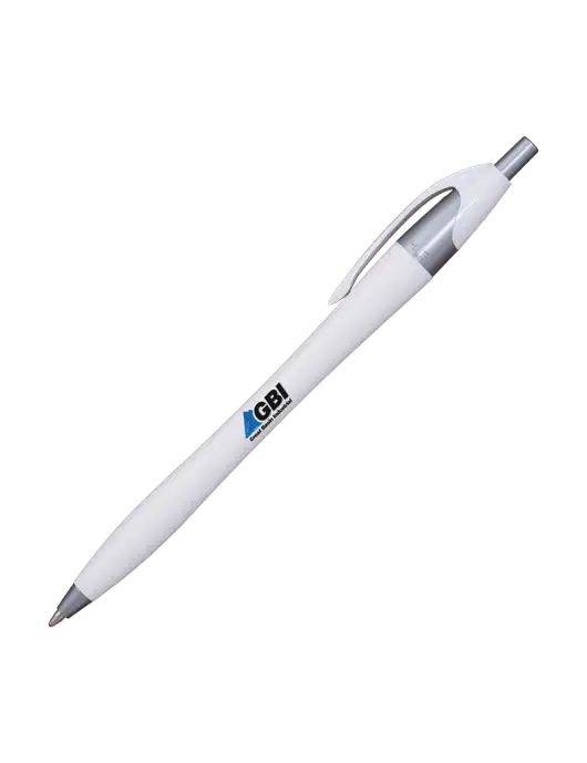 Novella White/Silver Shimmer Pen - Blue Ink w/Great Basin Industrial Logo