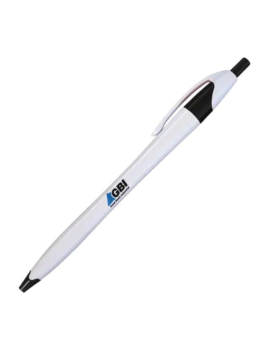 Novella White/Black Classic Pen - Blue Ink w/Great Basin Industrial Logo