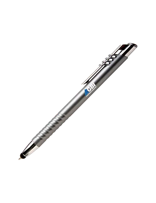 Schirhart Grey Stylus Pen - Blue Ink w/Great Basin Industrial Logo