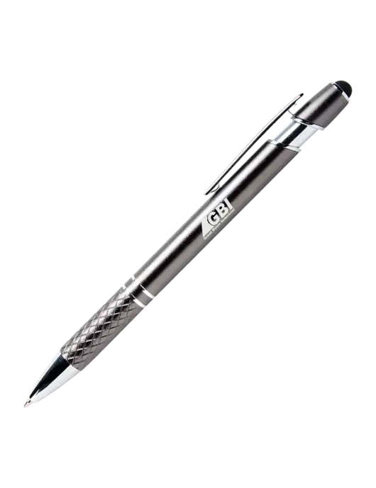 Valencia Gunmetal Stylus Pen - Black Ink w/Great Basin Industrial Logo