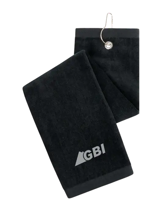 Black Tri-Fold Golf Towel with Grommet w/Great Basin Industrial Logo