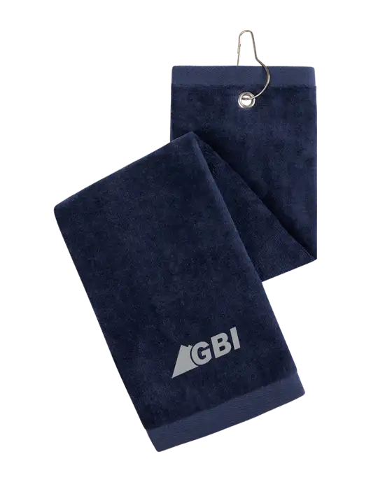 Navy Tri-Fold Golf Towel with Grommet w/Great Basin Industrial Logo