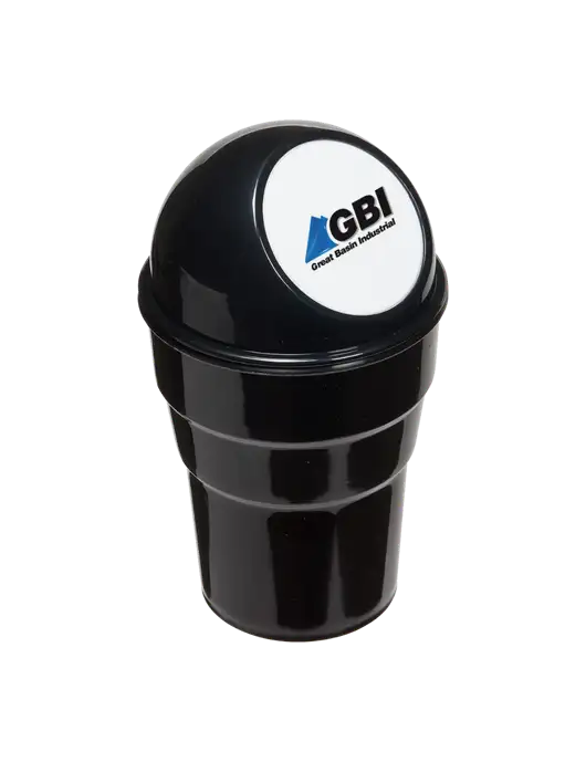 Black Car Cup Holder Trash Can w/Great Basin Industrial Logo