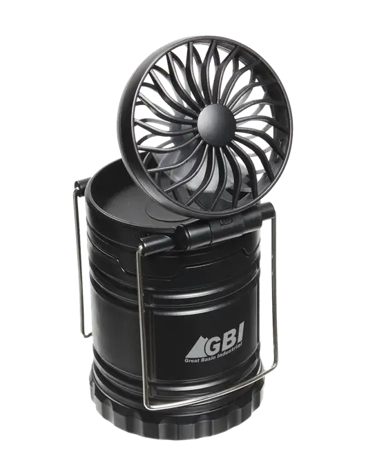 Black Retro Lantern with Fan w/Great Basin Industrial Logo