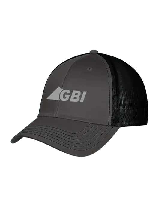 Charcoal & Black Mesh Trucker Cap Snap Back w/Great Basin Industrial Logo