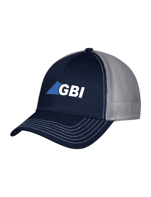 Navy/Grey Mesh Trucker Cap Snap Back w/Great Basin Industrial Logo