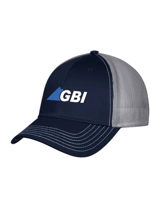Navy & Grey Mesh Trucker Cap Snap Back w/Great Basin Industrial Logo