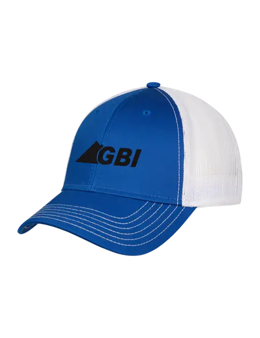 Royal & White Mesh Trucker Cap Snap Back w/Great Basin Industrial Logo