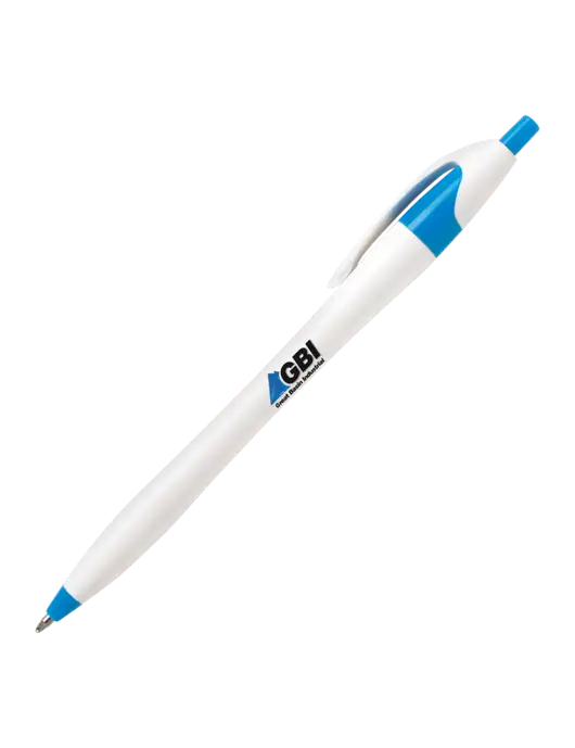 Novella Sapphire Blue/White Splash Pen - Blue Ink w/Great Basin Industrial Logo