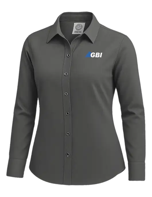 Brooks Brothers Womens Dark Grey Wrinkle-Free Stretch Nailhead Shirt w/Great Basin Industrial Logo